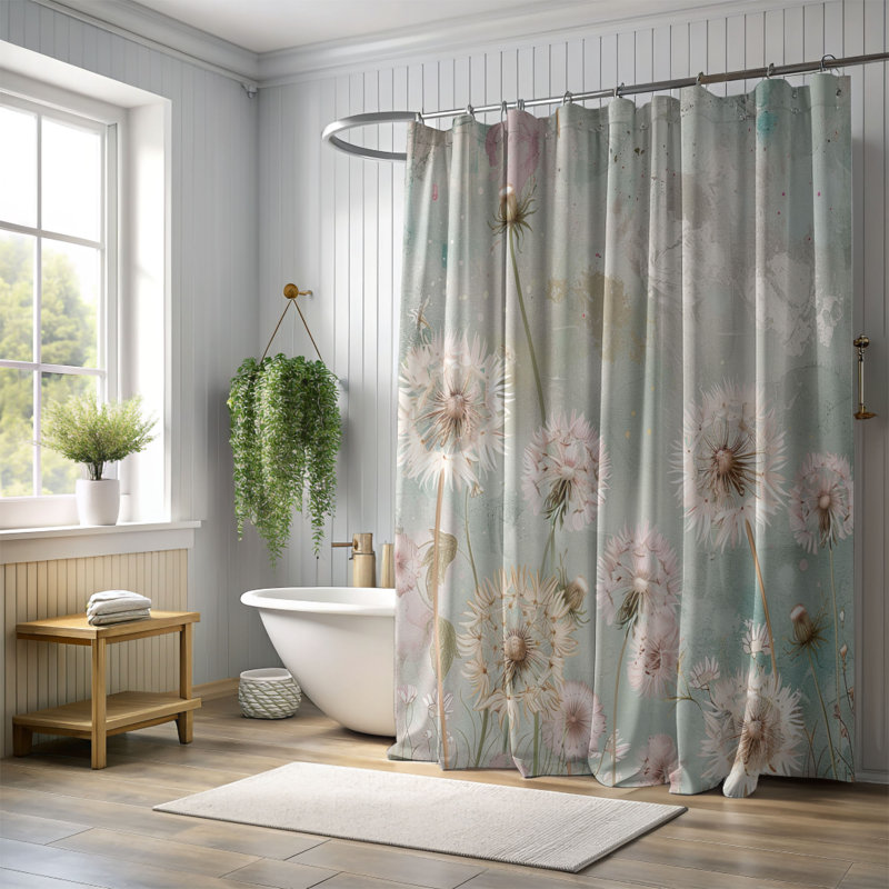 Rideau de douche 1 pièce Pastel Blossom Art, H 74 po x l 71 po