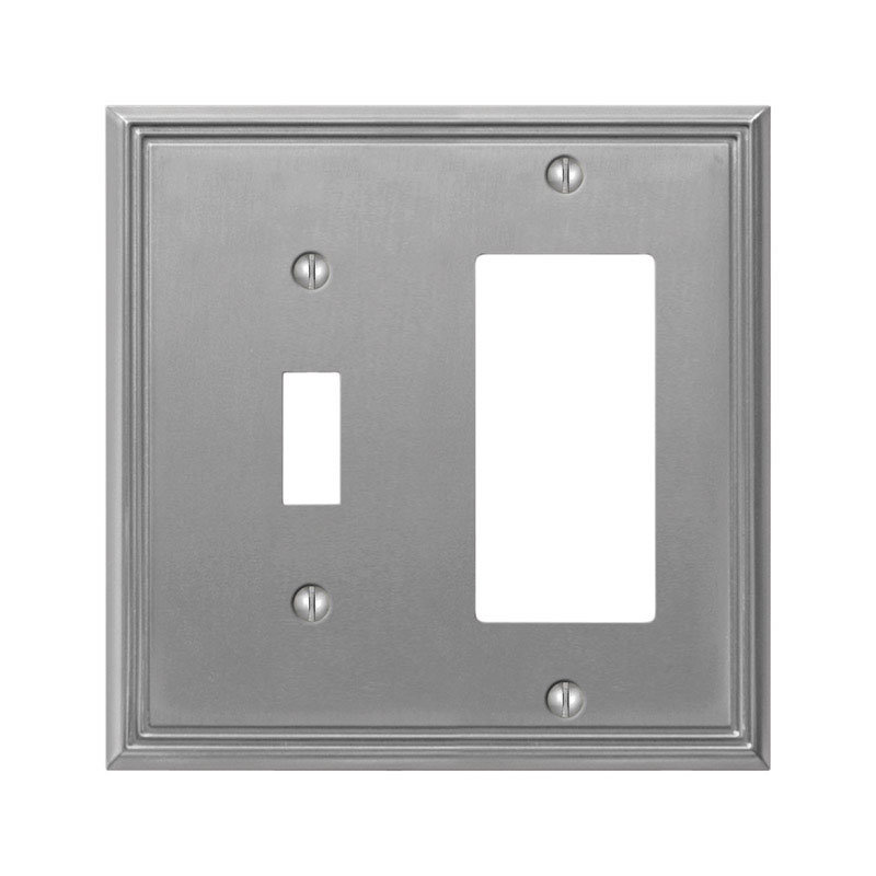 Gray Brushed Nickel 2-Gang Metal Toggle Wall Plate