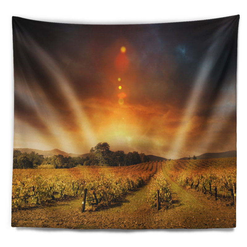 Tapisserie coucher de soleil à coucher de soleil jaune automne, H 50 po x l 60 po