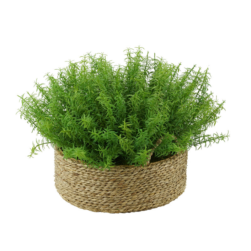 Herbe à feuillage artificiel 10 po dans un panier, Naturel