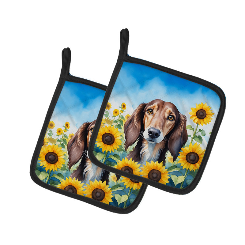 Caroline's Treasures In Sunflowers Floral Polyester Potholder Set