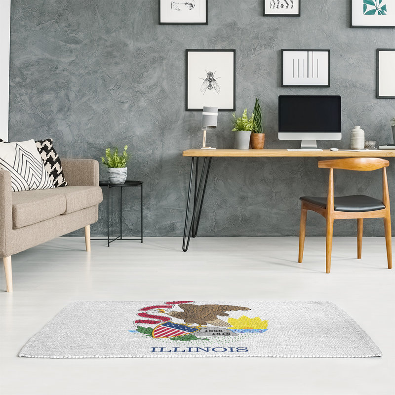 Tapis blanc cassé en chenille illinois flag, Rectangle 2 pi x 3 pi