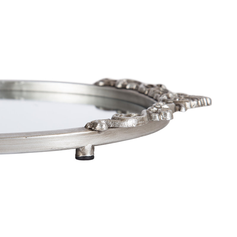 Brunman Oval Ornate Decorative Tray, Silver