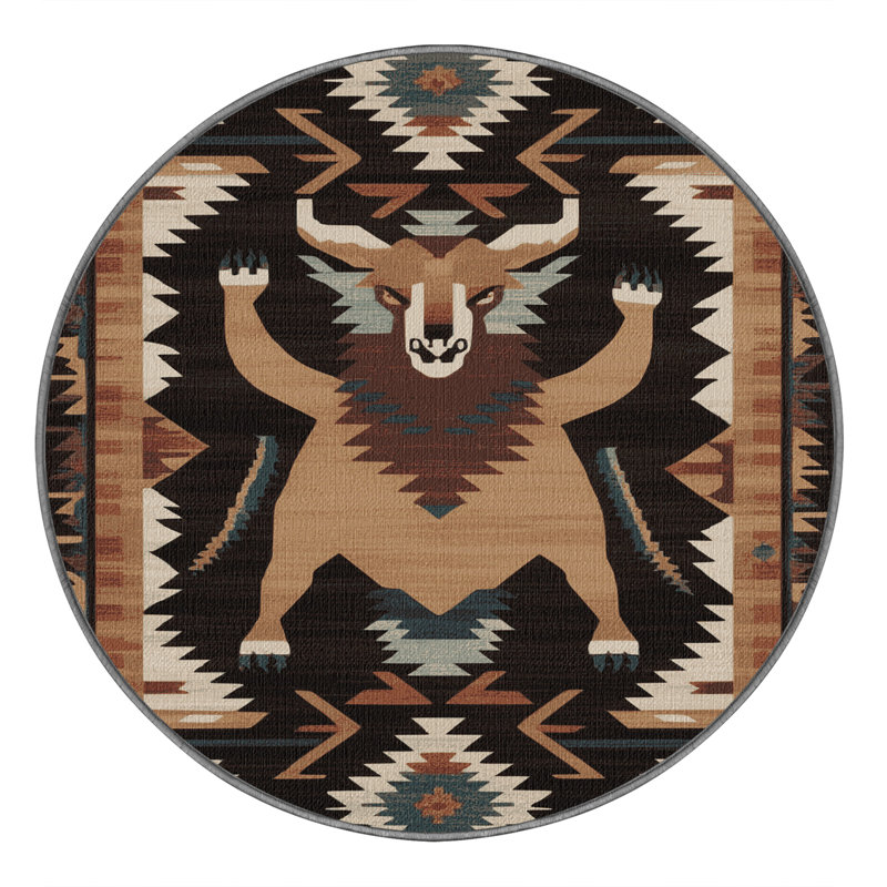  Tapis lavable Chupacabra Southwestern, Rond 5 pi