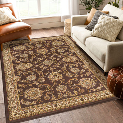 Remise de rangement classique en métal 3 po Le tapis brun X 7, en polypropylène, élégant motif sur toute la surface, 16,44 lb, crée un espace de vie sophistiqué avec du polypropylène et apporte du confort