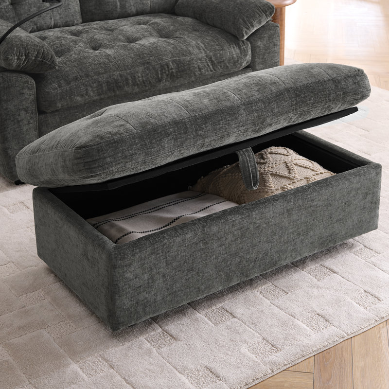 Causeuse inclinable manuelle de 56 po de large avec repose-pieds avec rangement et USB intégré, Grey