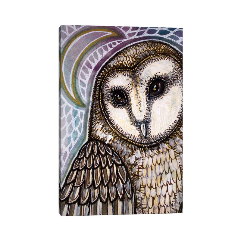 Crescent Moon And Owl by Lynnette Shelley - Wrapped Canvas Painting, 30.48cm H x 20.32cm W x 1.905cm D