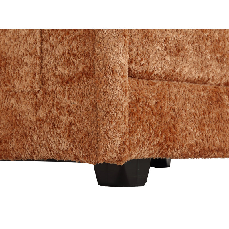 Chenille Fabric Sectional Modular Sofa with side pockets, Orange Chenille