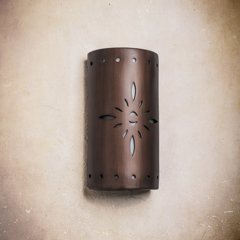 Ninamarie Ceramic Outdoor Wall Light, LED Bulb Included, Rubbed Copper, 17" H x 9.25" W x 5.25" D