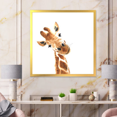 Portrait d'une girafe sur blanc I - Peinture sur toile