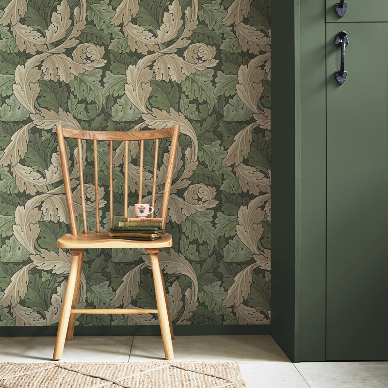 Papier peint neutre Thora Morris Acanthus, Vert