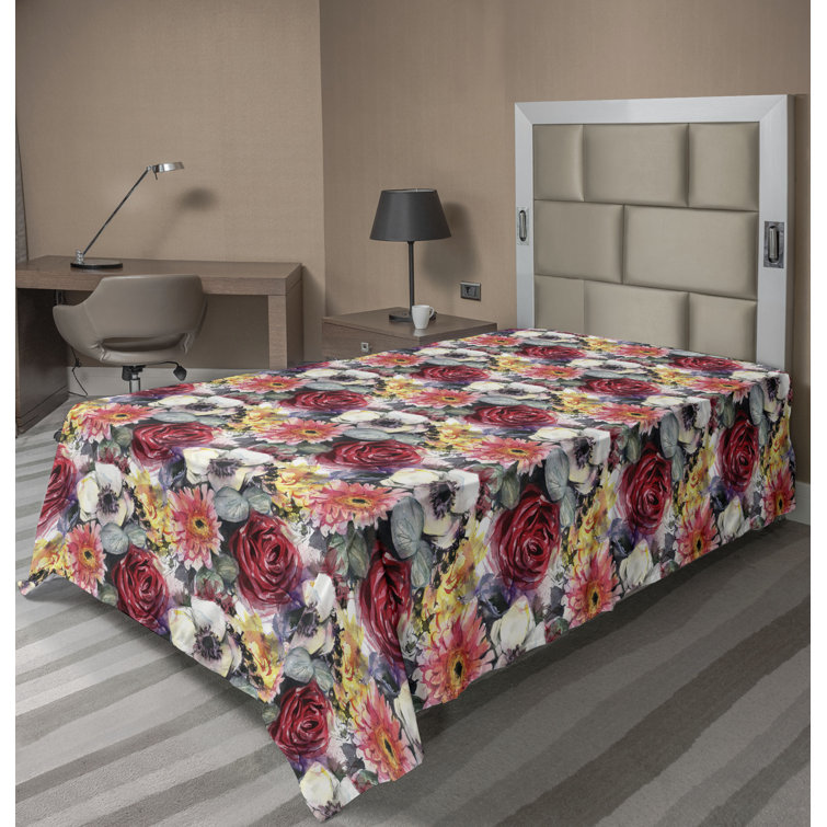 Ambesonne, drap plat floral pivoines, art botanique printanier