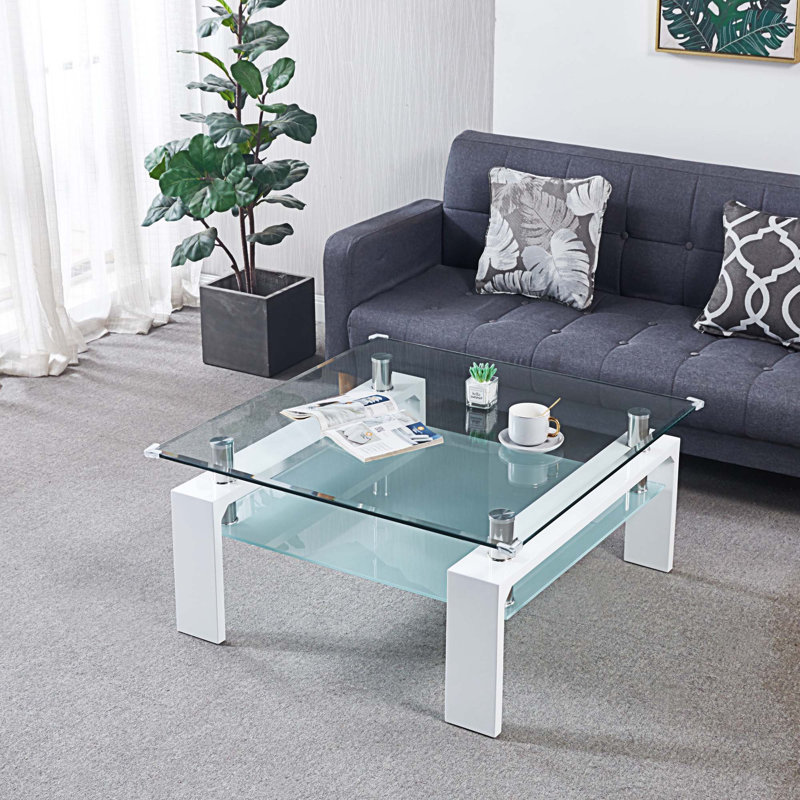 Table basse à 4 pieds avec rangement Whitbourne, Blanc