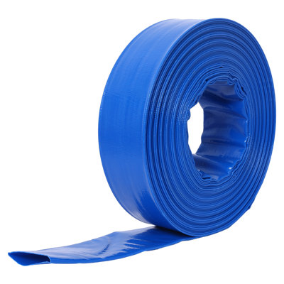2-Inch x 100-Foot Heavy Duty Pool Backwash Hose - Reinforced Blue PVC