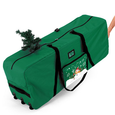 Heavy Duty Waterproof Oxford Christmas Tree Storage Bag,Fits Up 9.5 Ft Tall Artificial Trees,With Durable Reinforced Handles, Dual Zipper, Transparent Card Slot,Side Pocket And 3 Rolling Wheels