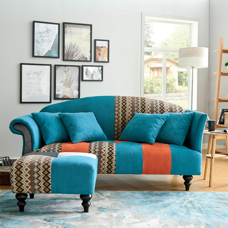 American Simple Living Room Sofa, Blue