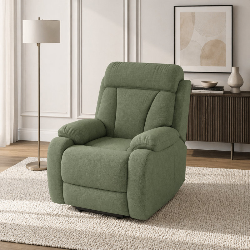 Fauteuil inclinable électrique Power Lift, Tissu velours flocon de neige, Vert foncé