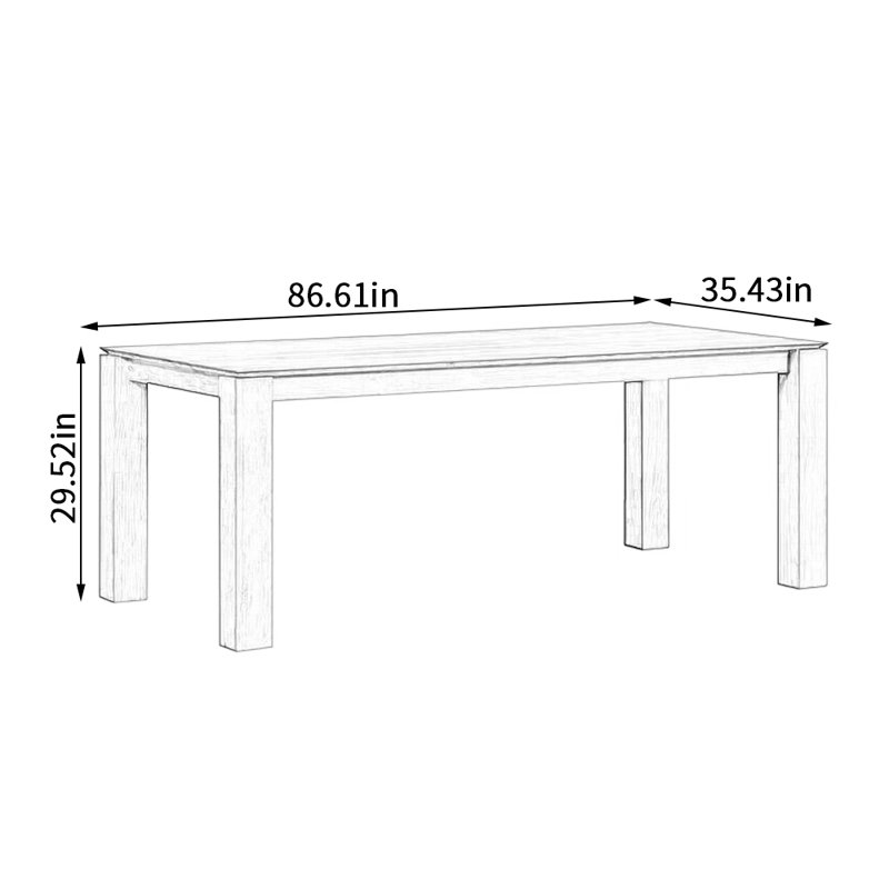 Grande table Minimalist, H 29,52 po x L 86,61 po x l 35,43 po