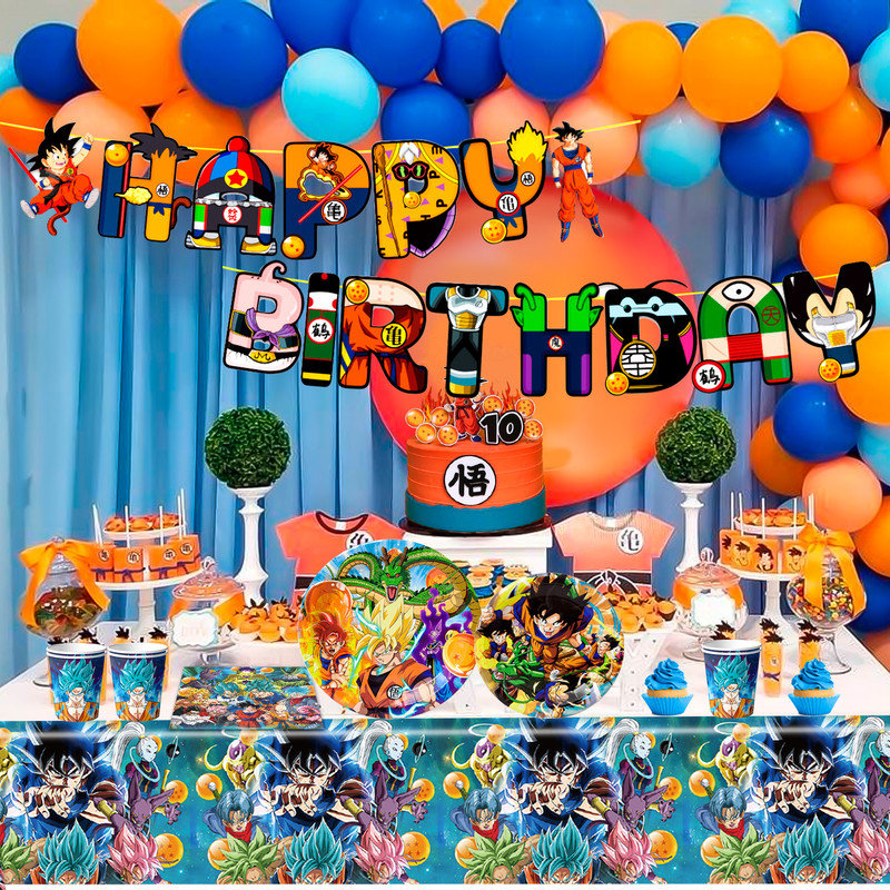 Dragon Ball Z Birthday Party Decoration Tableware Set, 80 Pcs Dragon Ball Z Party Supplies Tableware