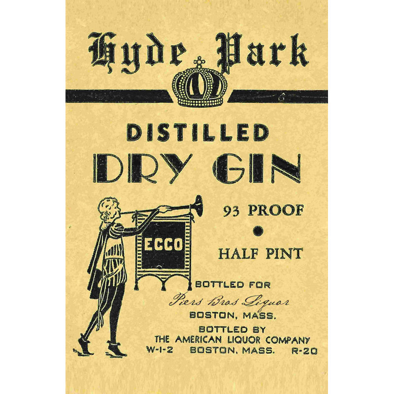«Distillé Dry Gin Label», art textuel sur toile tendue, H 18 po x l 12 po