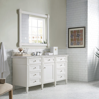 Brittany 60" Single Vanity, Bright White W/FreePower Wireless Charger
