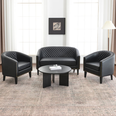 3-Piece Faux Leather Living Room Set