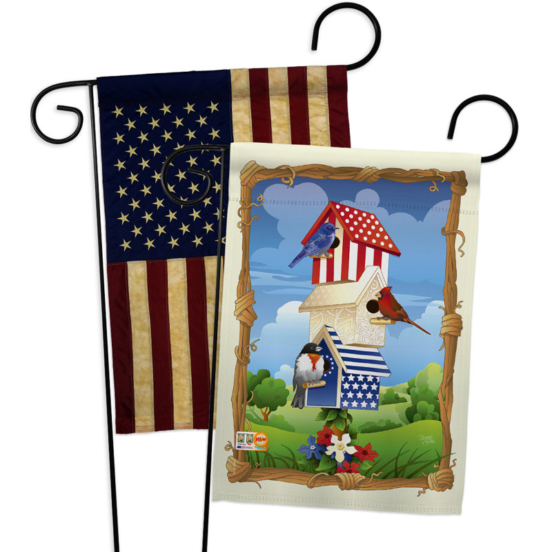 Nichoir à impressions de polyester décoratif à 2 côtés 19 po x 13 po étoile  drapeau de jardin