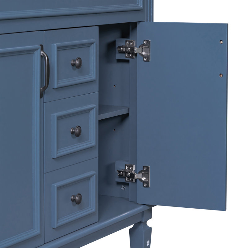 Botarf Bathroom Cabinet, 36'' Bathroom Vanity with Top Sink with 2 Soft Closing Doors and 2 Drawers, Blue