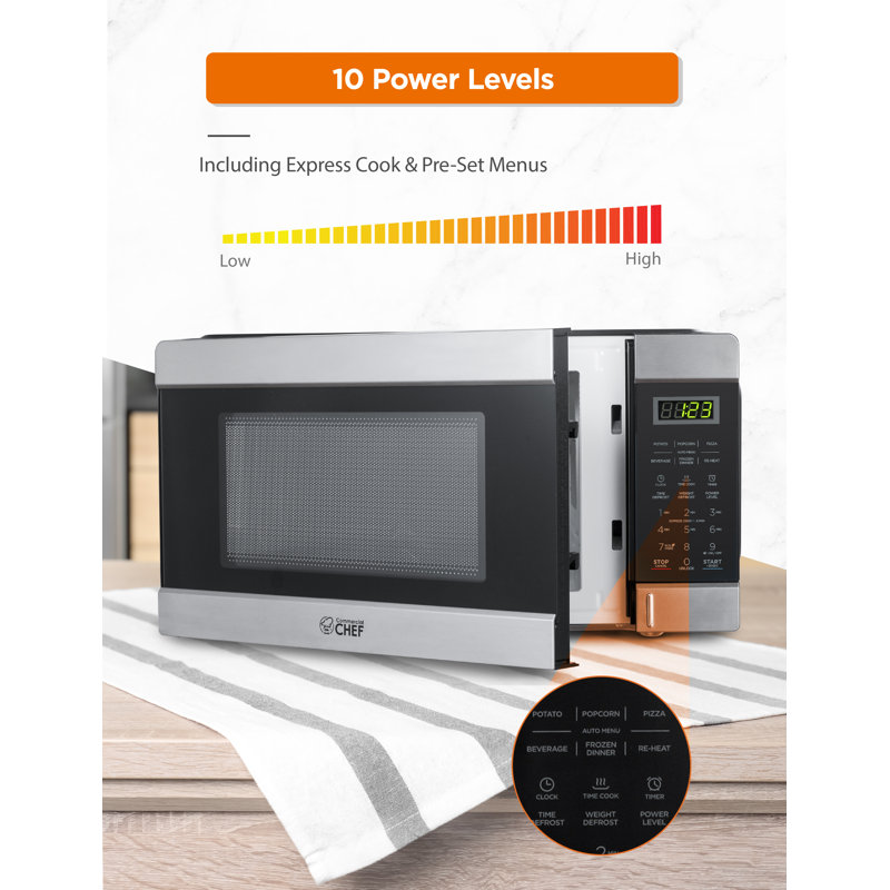 CHM Series Commercial Chef 1.1 Cu Ft Microwave with 10 Power Levels, Stainless Steel