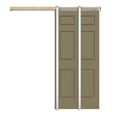 80'' Hollow Paneled Painted without Installation Hardware Kit Sliding Closet Doors