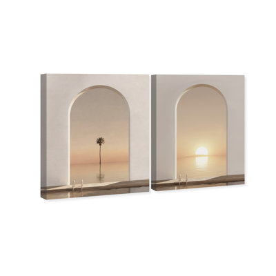 Coastal Window Set Graphic Art Canvas