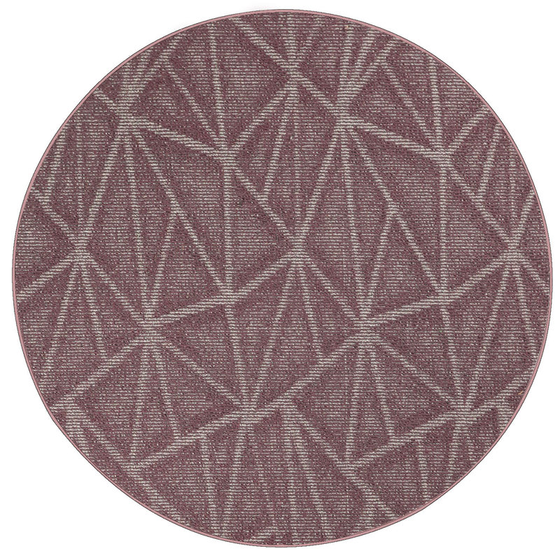 Tapis mauve à motif géométrique Dicus, Rond 9 pi