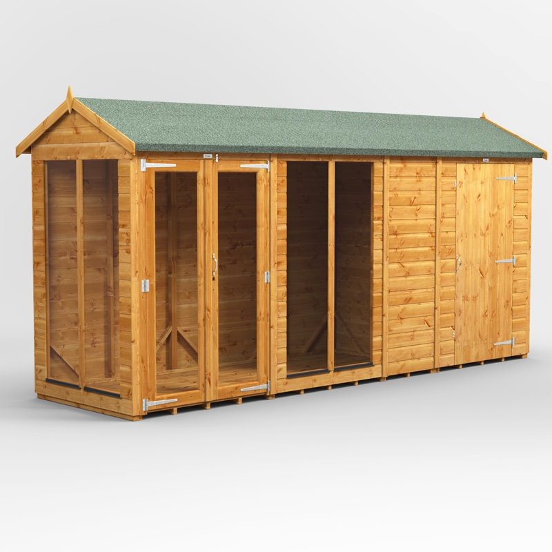 Powersheds 14 x 4ft Timber Tongue & Groove Apex Summerhouse Combi (includes 4ft Side Store)