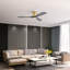  Ventilateur de plafond encastré à 3 pales en bois massif 52 po sans lumières Sofucor Rachel, doré / noir-1114598823