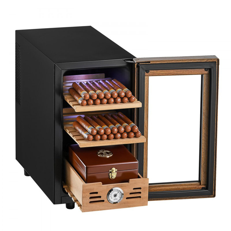 23L Electric Cigar Humidor Cooler Cabinet 150 Counts Cooling Temperature Control