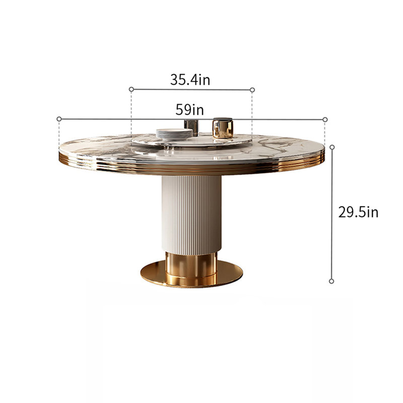 Light Luxury Faux Marble Round Dining Tables., 29.5"H x 59"L x 59"W