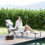 Fauteuil de jardin pliant Padget avec dossier inclinable, chaise longue de bronzage, blanc crème
