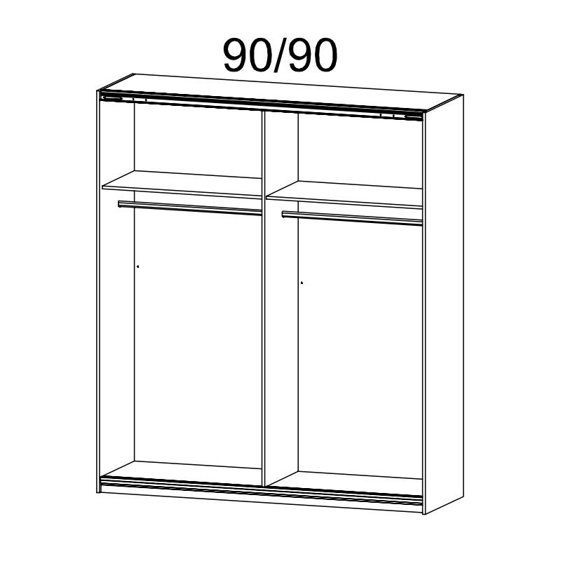 Moita 2 Door Sliding Wardrobe, 210cm H x 181cm W x 62cm D, Grey metallic