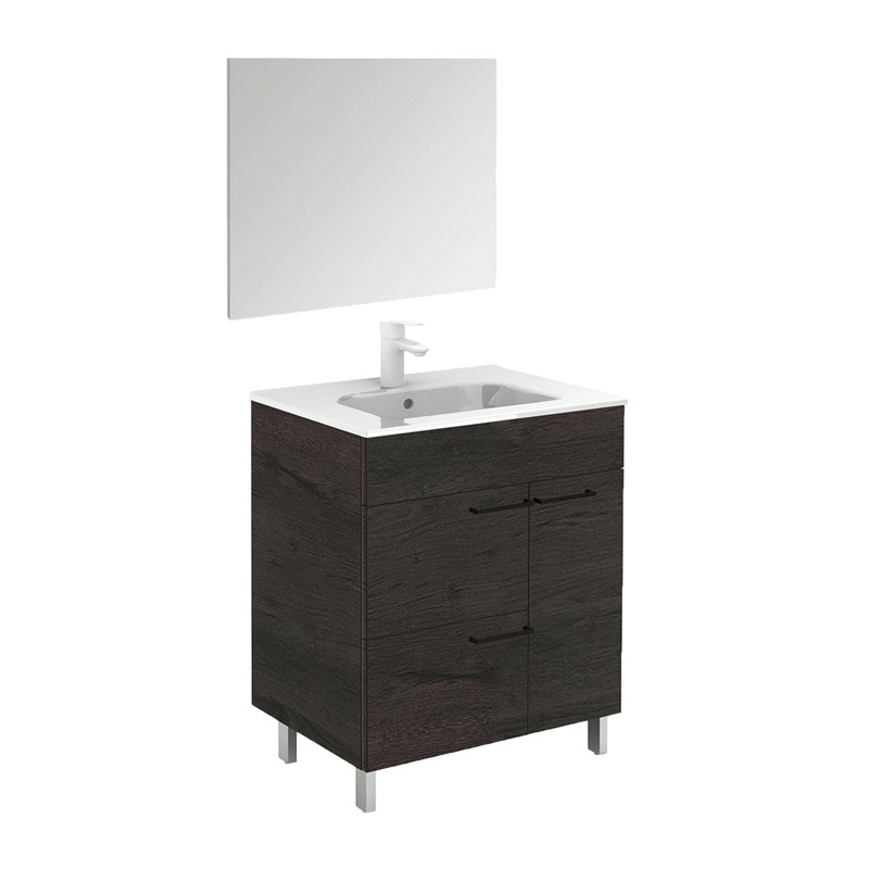 Elegance 31.5'' Single Bathroom Vanity with Ceramic Top with Mirror, Wenge