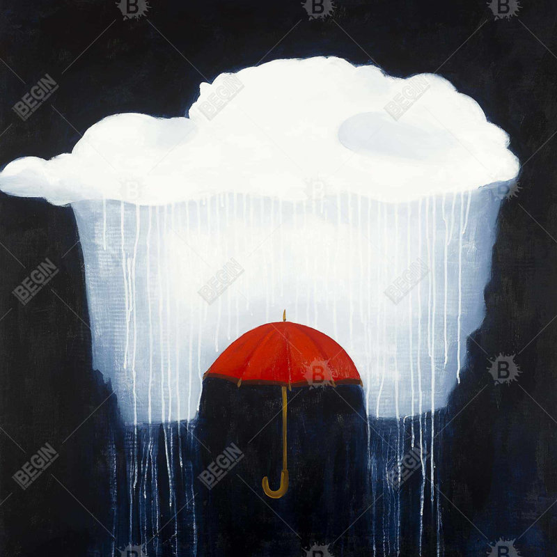 " Umbrella Under Heavy Rain "