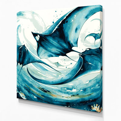 «Hawaiian Manta Rays», art mural sur toile verte