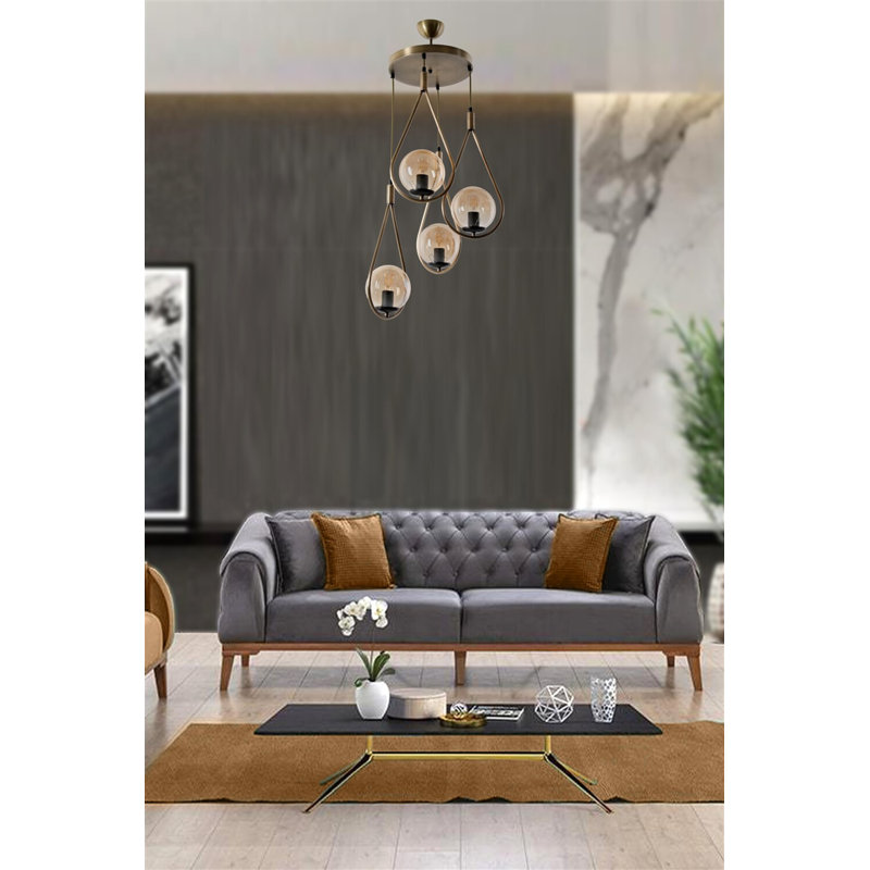 Elegant Copper Chandelier, 30.0 in Diameter x 27.6 in Height | 100% Metal Construction with Oven Dried Paint & Tumbled Coating | E27 Socket, Max 40W | Glam Scandinavian Design for Stunning Home Decor
