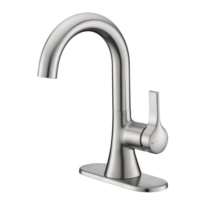 Davvid Collection Single-Handle High-Arc Lavatory Bathroom Sink Faucet with Drain Assembly - Brushed Nickel