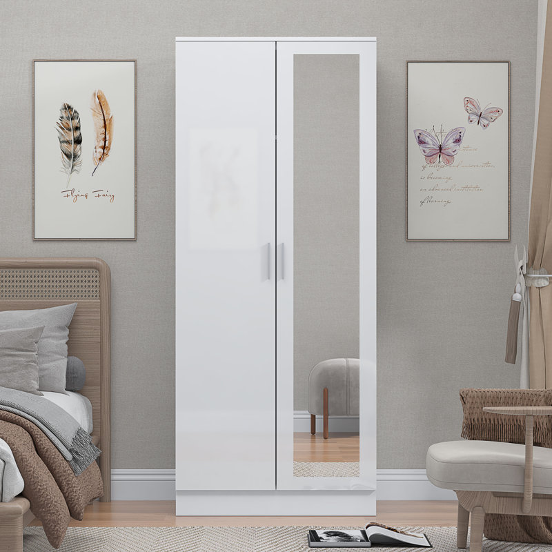 Osbourne 2 Door Wardrobe, Matte White/Gloss White