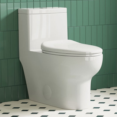 Salerno 1.1/ 1.6 GPF Elongated Chair Height Floor Mounted One-Piece Toilet (Seat Included)