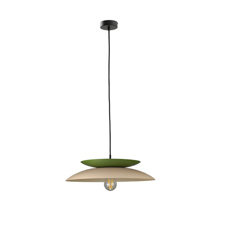 1 - Light Matte Black Dome Pendant, Latte/Khaki