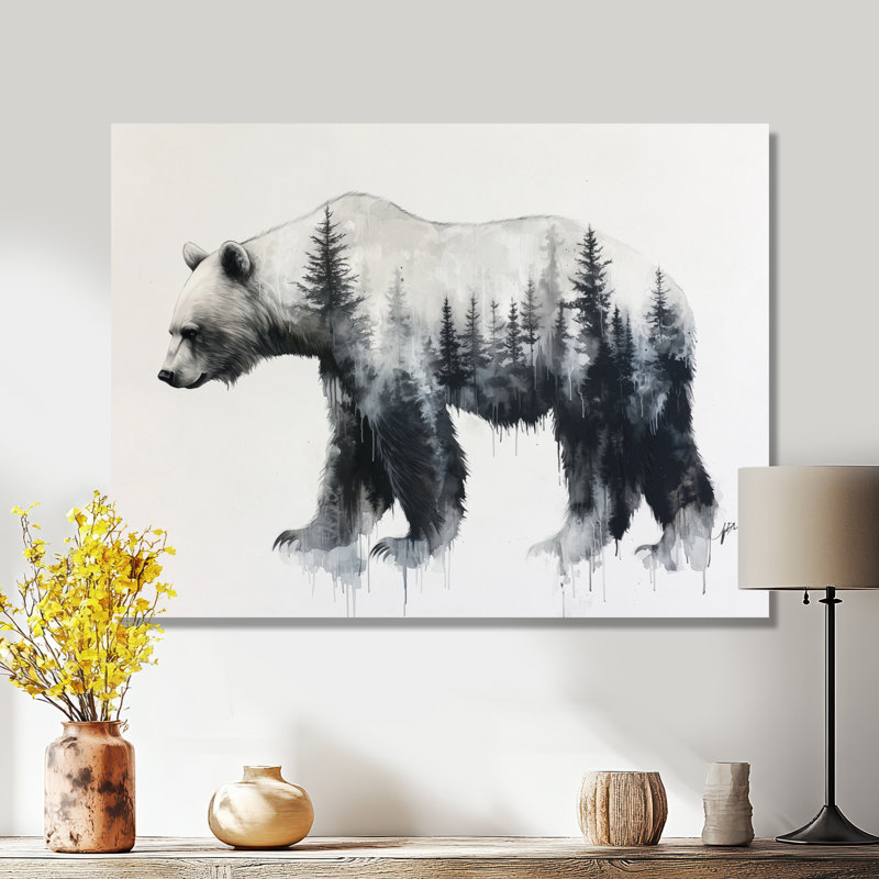 «Furry Giant Bear Double Exposure», reproduction d'art ours, 12" H x 20" W, Toile tendue, Ne s’applique pas