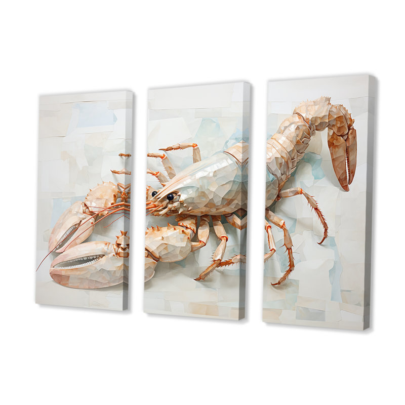 Minimalisme «Crayfish Impression II» - ensemble d'art sur toile écrevisse, H 32 po x l 48 po