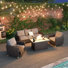 Girtie 5 Piece Sofa Seating Group with Cushions and 1 Fire Pit Table