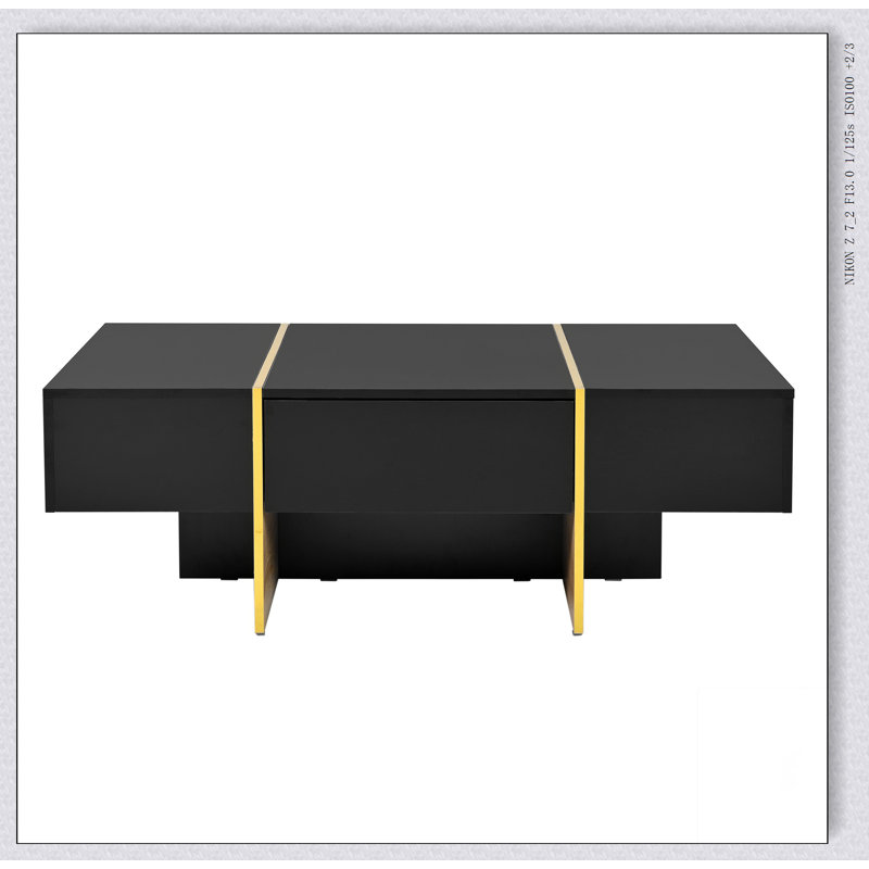 Table basse 47,2 po x 31,4 po Minimalist, Noir, noir, noir, noir